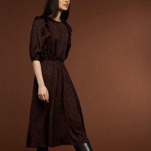 Brand new printed burgundy satin dress (Soeur)